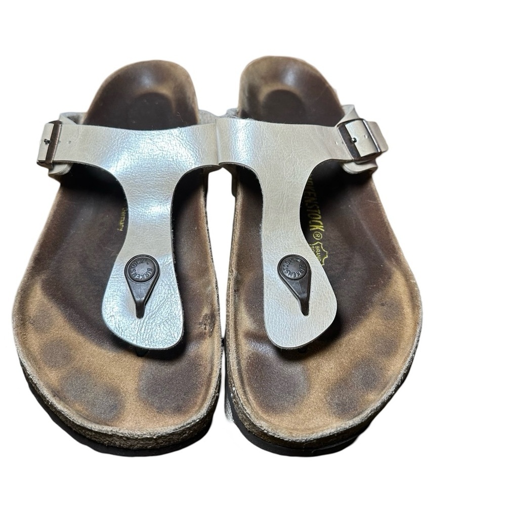 Birkenstock Silver and Brown Sandals